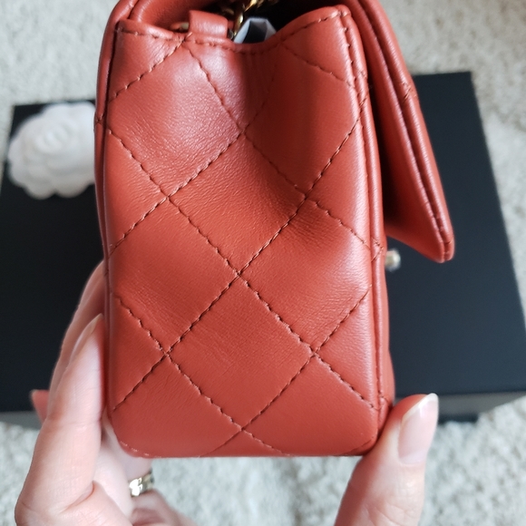 CHANEL 21k Brown, Mini rectangle, Light gold hardware, Lambskin - Picture 7 of 15